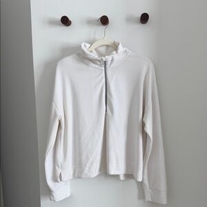 Athleta White Zip-Front Mock Neck Pullover